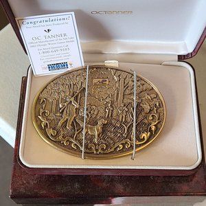 Bird Hunting Hunt Scene O C Tanner  Solid Brass Belt Buckle with 10k emblem Sold